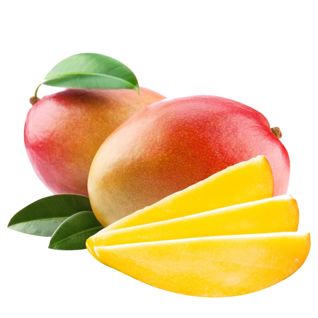 2-mangos-und-drei-geschnitten-mangoscheiben
