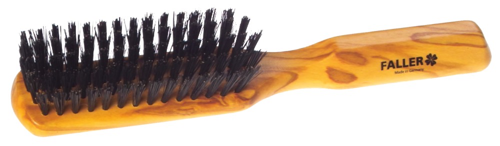 Faller Bürste aus Olivenholz mit Wildschweinborsten