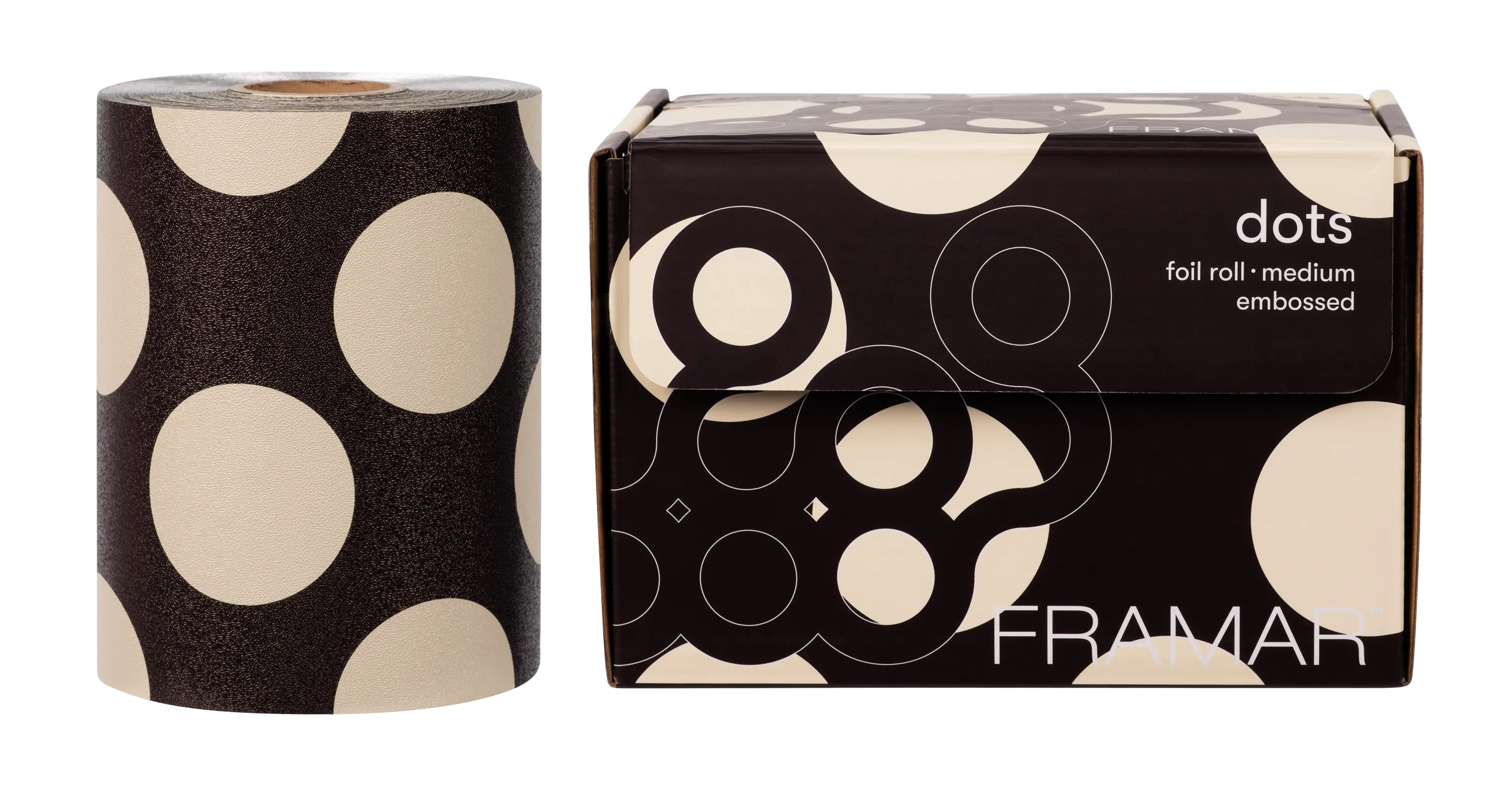 framar-embossed-roll-big-brown-dots-gepraegte-straehnenfolie-auf-rolle-mit-braunen-punkten
