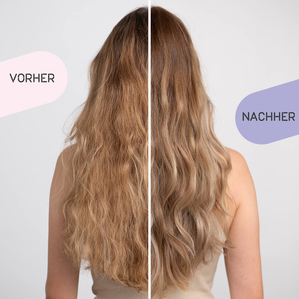 londa-professional-express-blonde toner-model-mit-blonden-haaren-vorher nachher-ergebnis-stopperka
