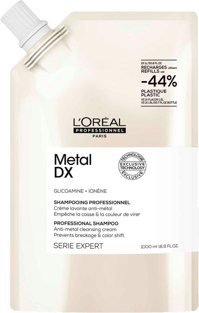 loreal-metal-dx-shampoo-in-beiger-weisser-nachfuellbeutel-1000-ml-mit-weisser-verschlusskappe