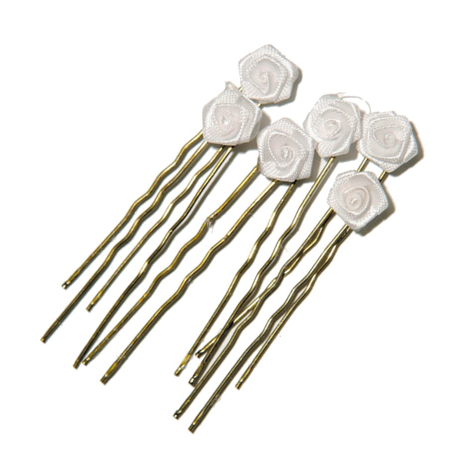 Haarnadel Rosendekor metall Blüte weiß Haarnadel Rosendekor metall Blüte weiß
