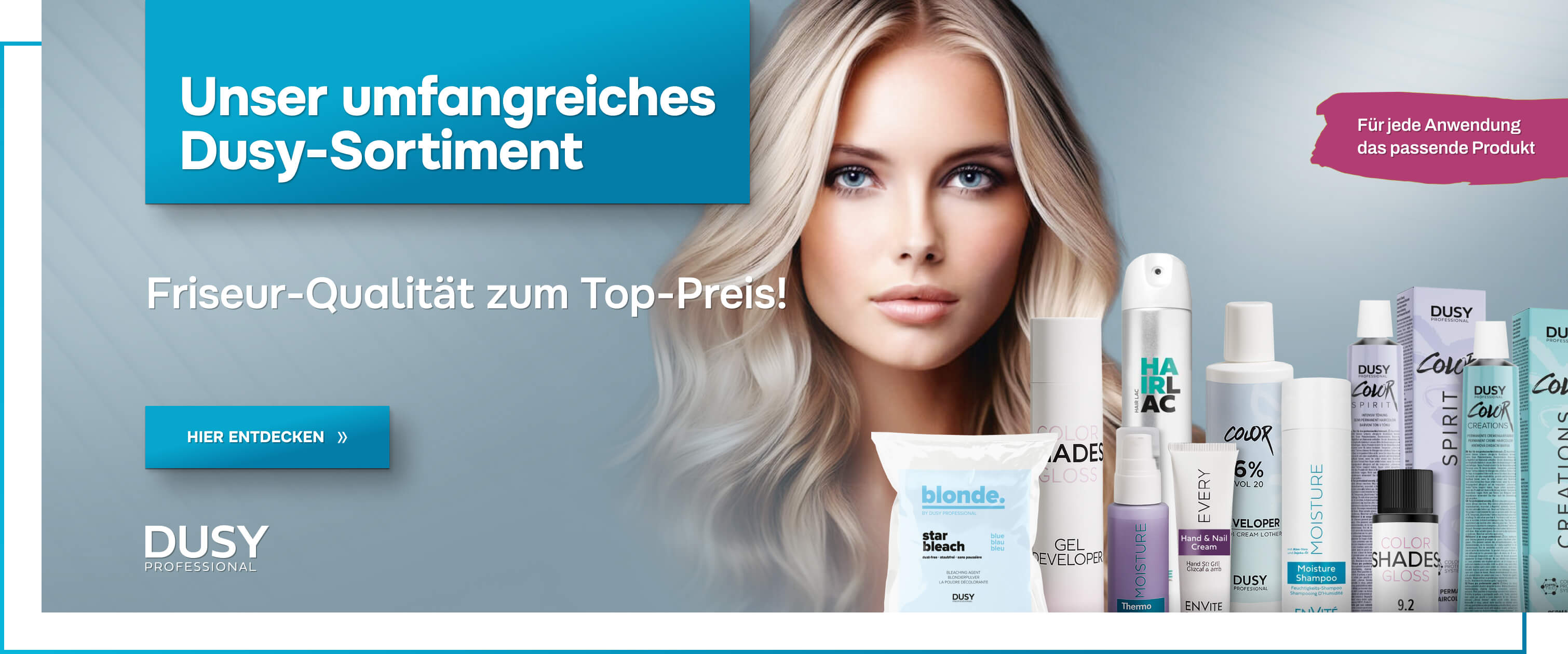 dusy-salonprodukte-modell-mit-auswahl-an-produkten-und-logo dusy-salonprodukte-modell-mit-auswahl-an-produkten-und-logo