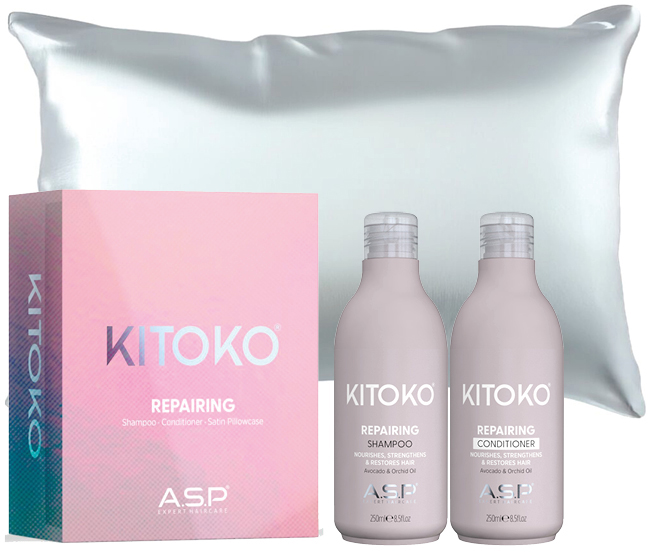 asp-kitoko-haarpflegeset-repairing-fuer-geschaedigtes-haar-shampoo-conditioner-verpackung-plus-satinkissenbezug