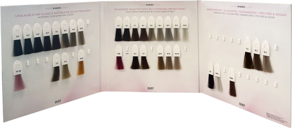Dusy Color Shades Farbkarte mit Meschen Dusy Color Shades Farbkarte mit Meschen