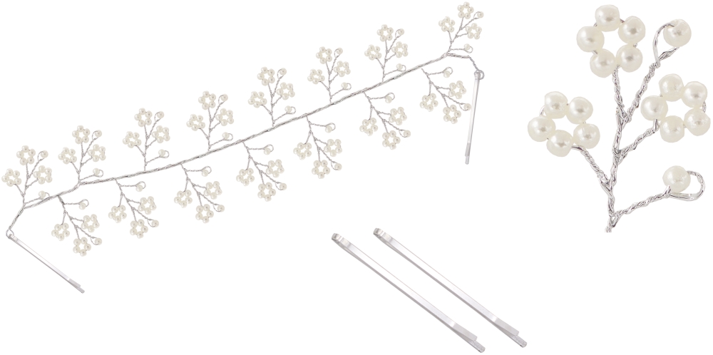 Haarkamm mit Perlenblumen und Klemmen Haarkamm mit Perlenblumen und Klemmen