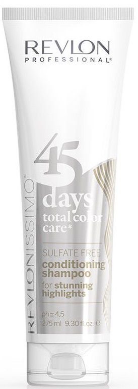 37500611 Revlon Professional Revlonissimo 45 Days Total Color Care Stunning Highlights Farbschutz Shampoo 275 ml in weisser Tube mit silberfarbenem Etikett