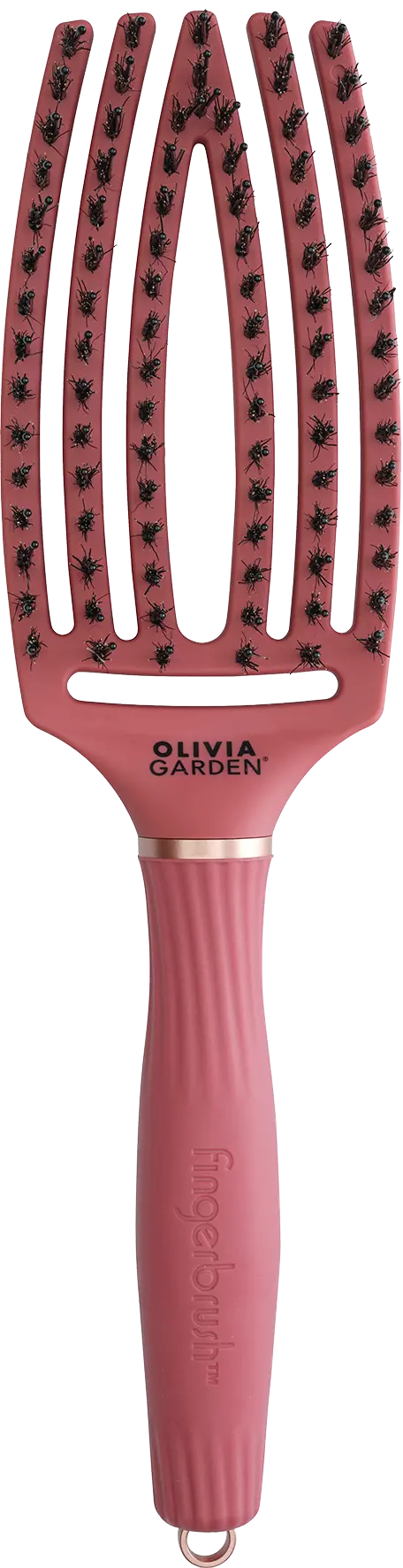 Olivia Garden Fingerbrush Hair Reader Haarbuerste in Rot mit offenem Buerstenkopf und schwarzen Borsten
