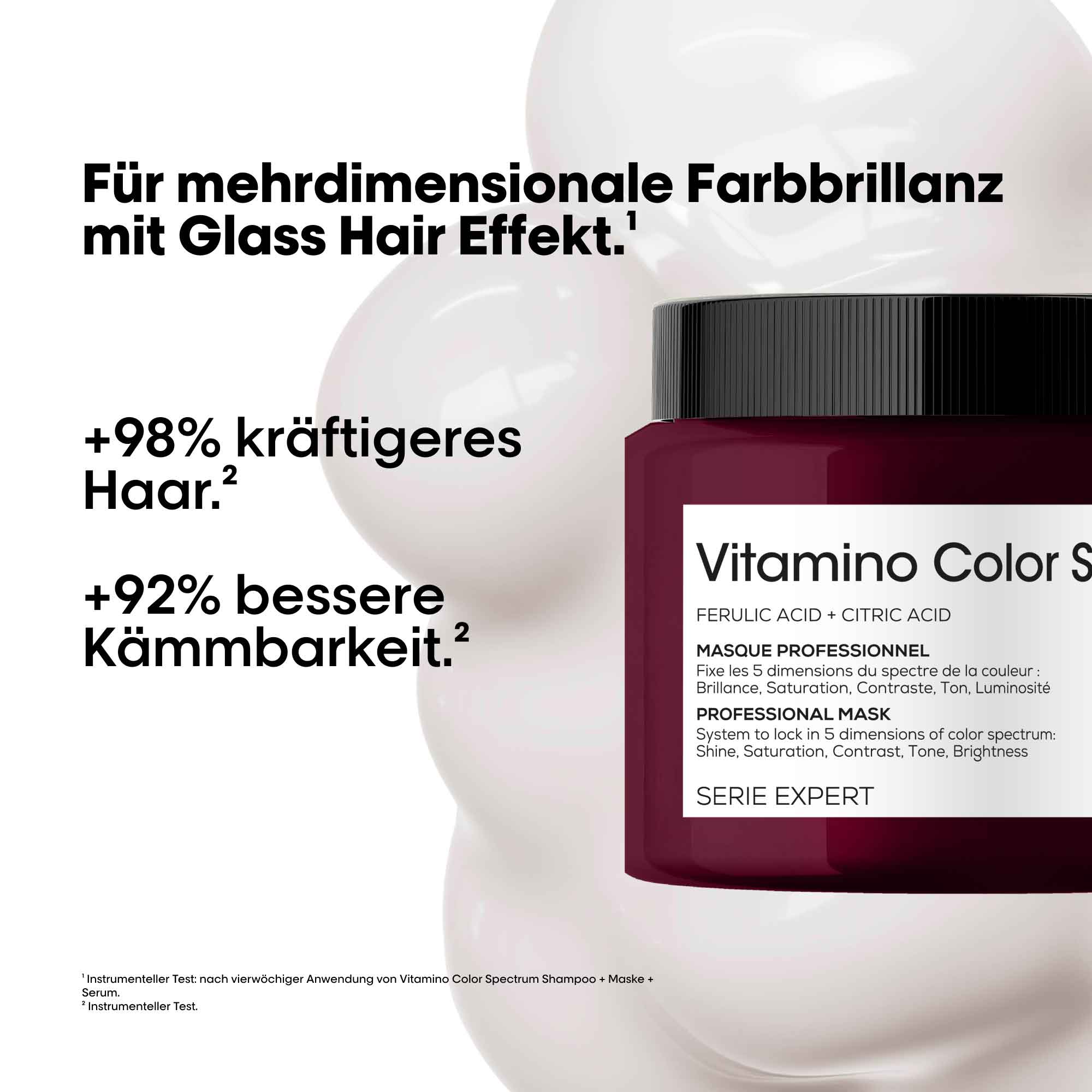 loreal-vitaminocolor-spectrum-maske-farbbehandeltes-haar-mit-glass-hair-effekt-und-text-fuer-mehr-farbbrillanz-weisse-schaumstruktur-auf-glasuntergrund-500ml-lila-weie-dose-mit-schwarze-deckel