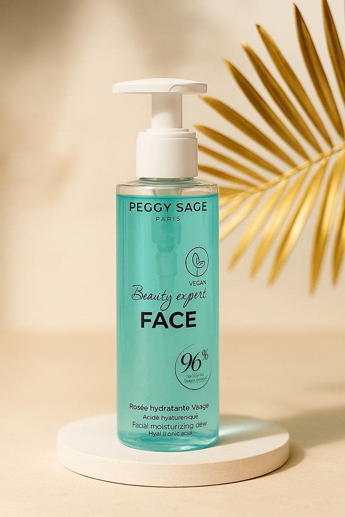 peggy_sage_toner_mit_hyaluron_200ml_Imagebild_produkt_auf_podest_stopperka