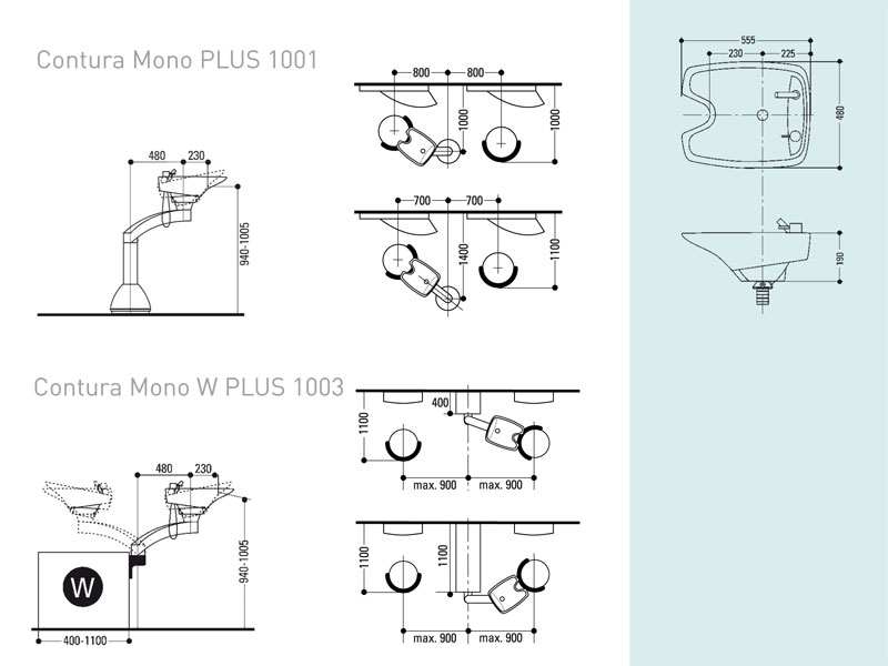 Contura Mono PLUS  Waschsäule mit Wandanschluss