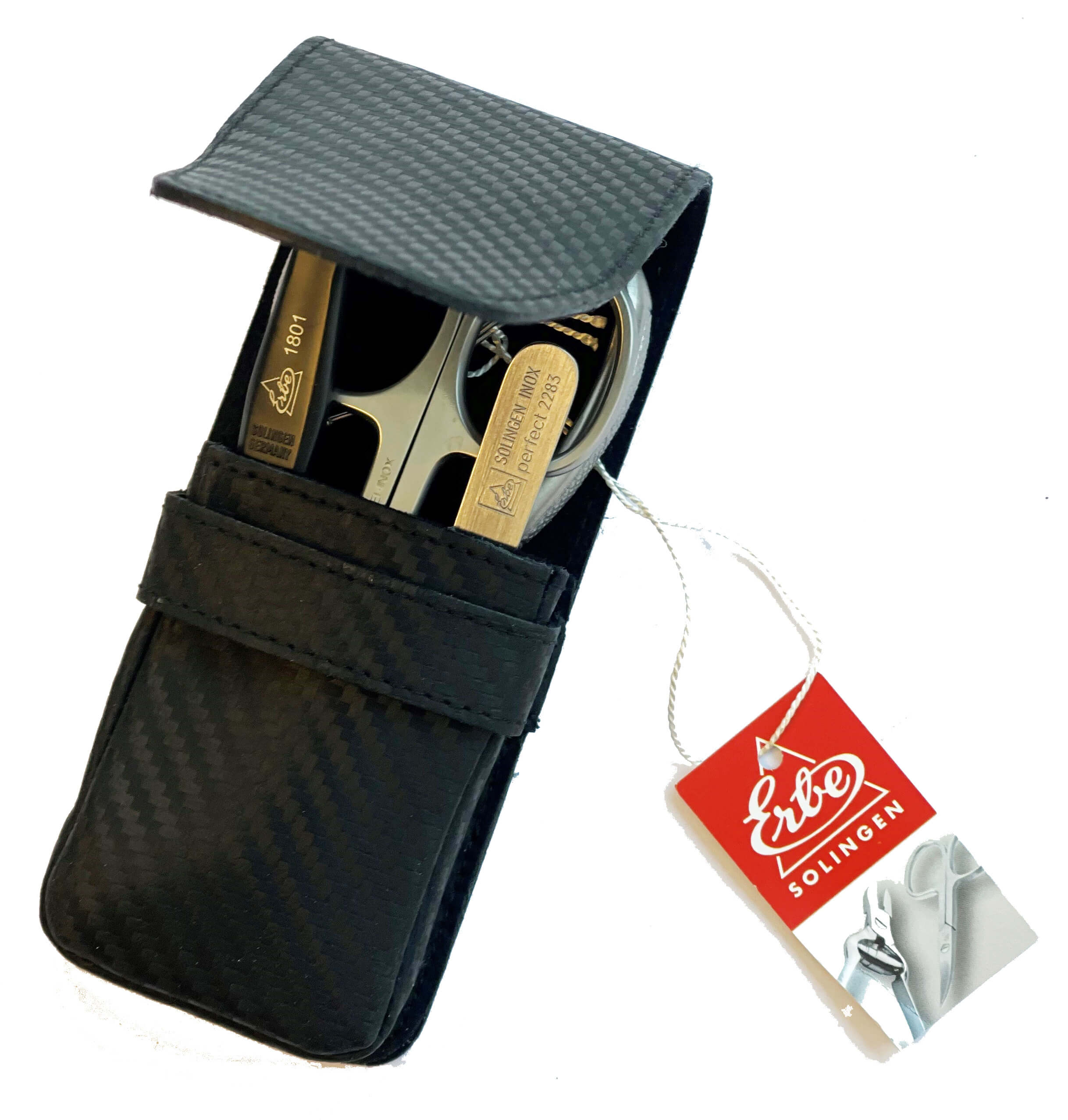 Erbe Manicure Etui Carbon 4-teilig Erbe Manicure Etui Carbon 4-teilig