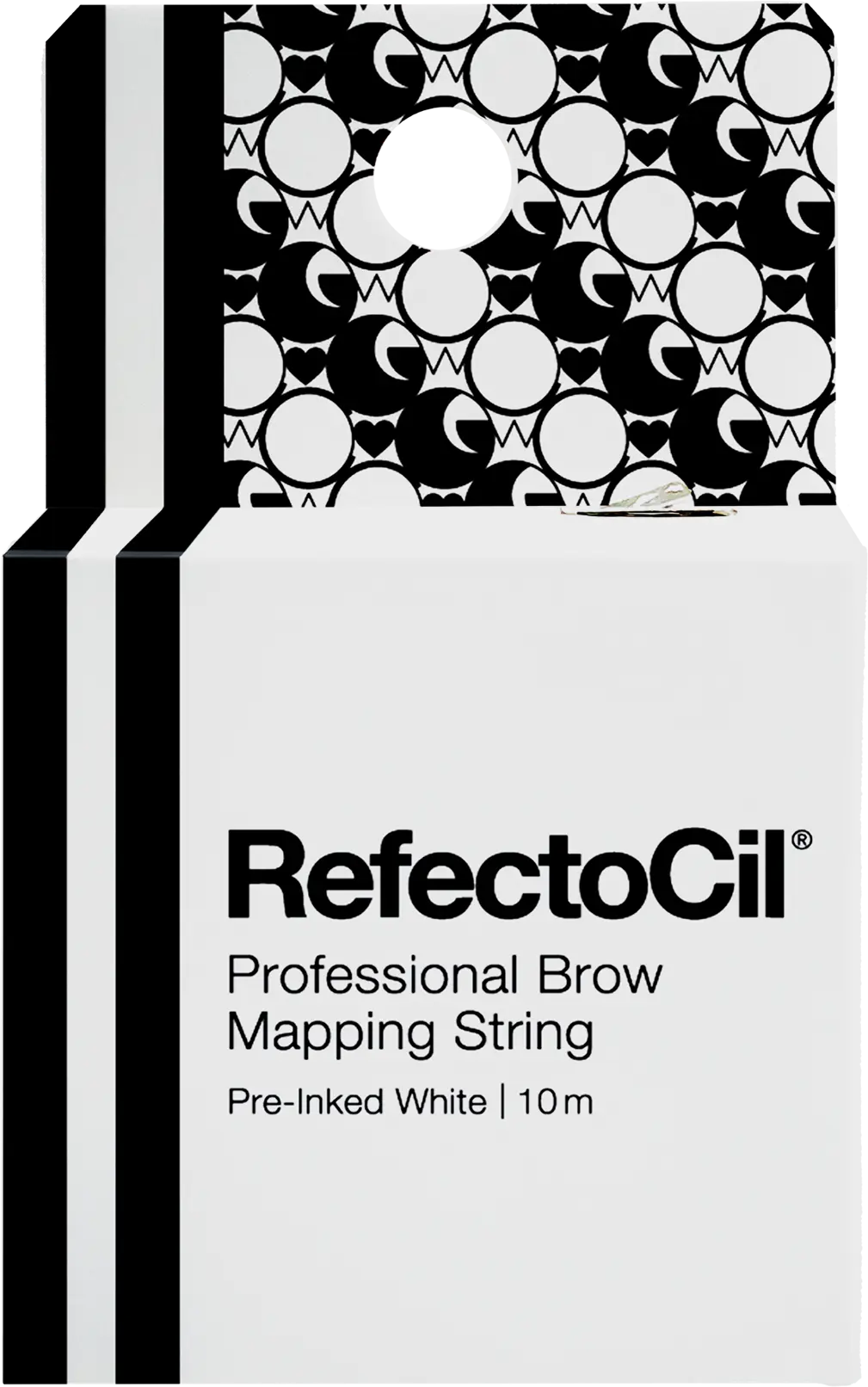 Weiße Verpackung des RefectoCil Professional Brow Mapping String mit weiß vorgefärbtem Faden für präzises Augenbrauen Mapping 10 m