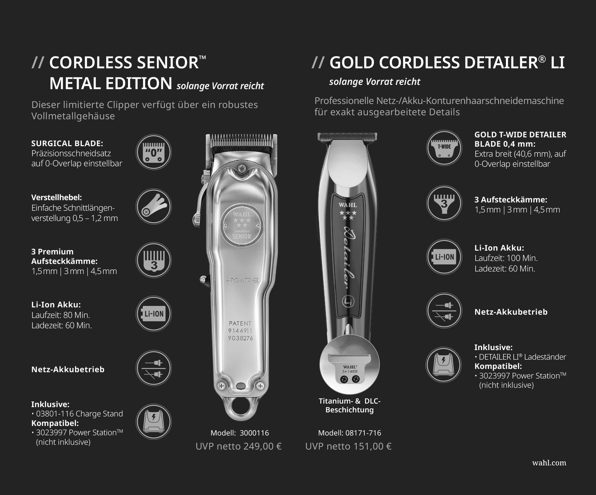 Wahl Cordless SET: Detailer + Senior + Hard Case