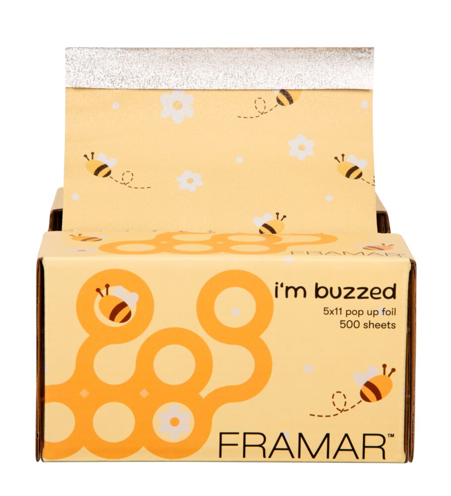 framar-straehnenfolie-i-am-buzzed-500-blatt-zuschnitte-in-einer-box-mit-bienchen-design-und-blumen