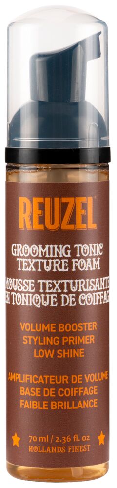 reuzel-grooming-tonic-texture-foam-stylingsschaum-70-ml-hell-und-dunkel-braune-flasche-mit mschwarzer-pumpe-und-schwarzem-dekel
