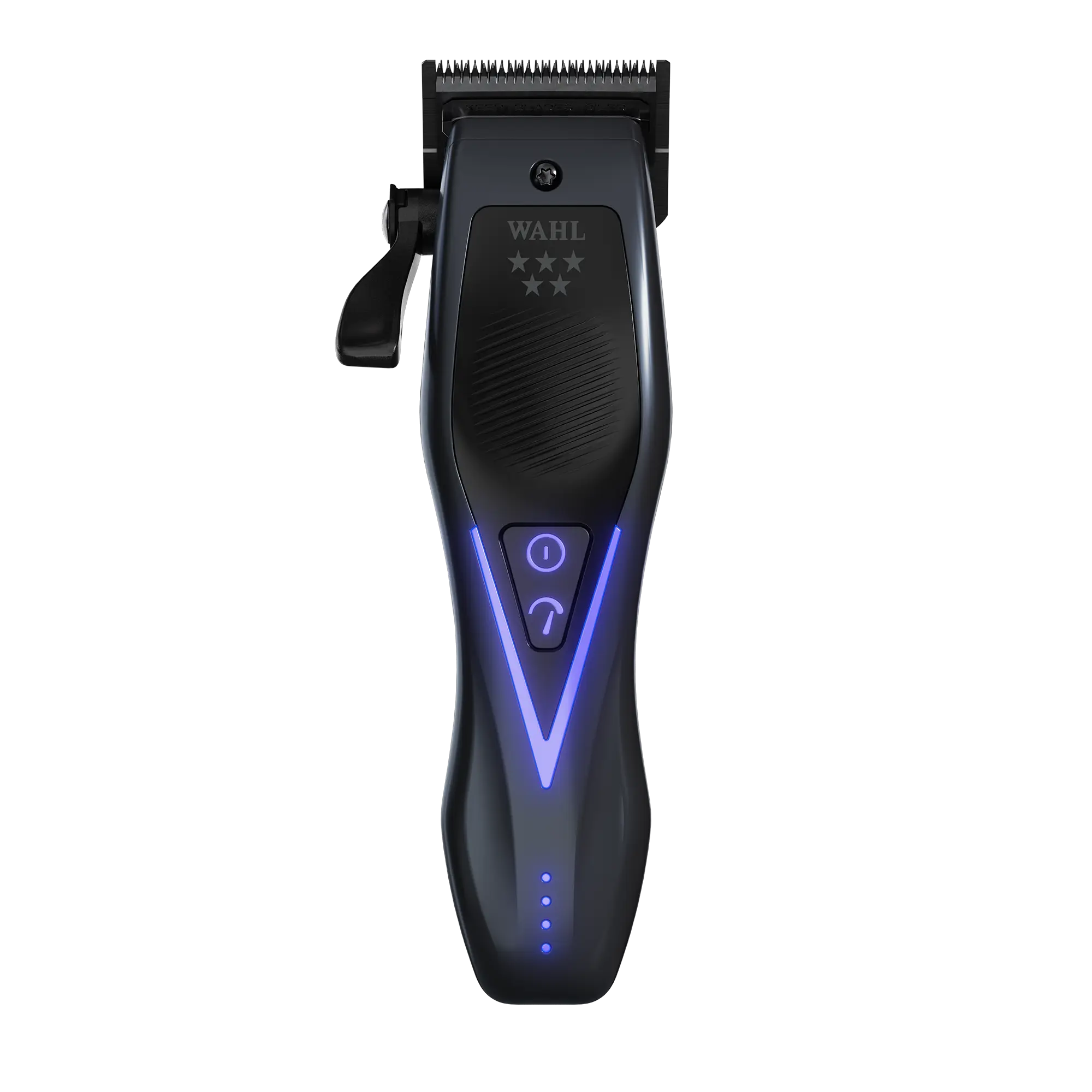 Wahl Vapor Switch Haarschneidemaschine in Schwarz mit violetter Beleuchtung in der Vorderansicht