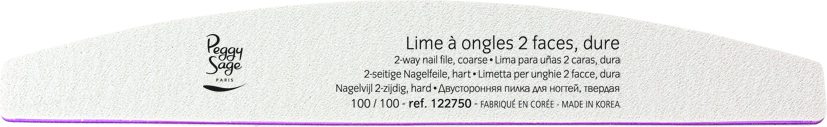 weisse-zweiflaechige-nagelfeile-fuer-kunstnaegel-peggy-sage-mit-schwarzer-aufdruck-und-pinker-kante-auf-weissem-hintergrund-100er-koernung