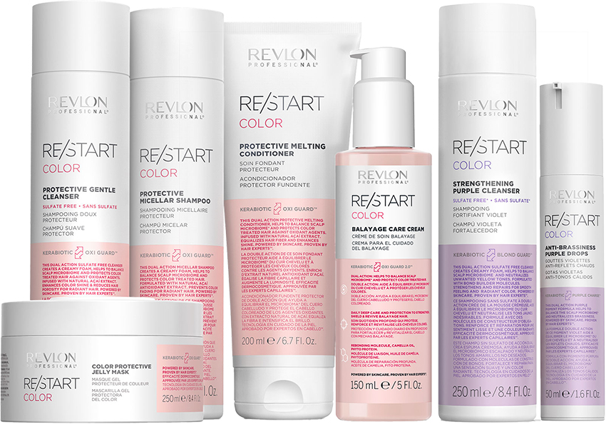 revlon-restart-color-produktreihe-mit-mehreren-flaschen-und-dosen-fuer-pflege-von-coloriertem-haar