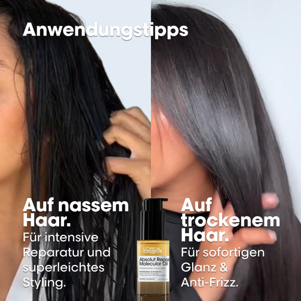 Anwendung auf nassem und trockenem Haar