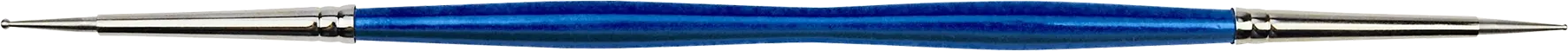 Doppelseitiger Dotting Pen Lash und Brow Lifting Tool mit blauem Griff und zwei feinen Metallspitzen