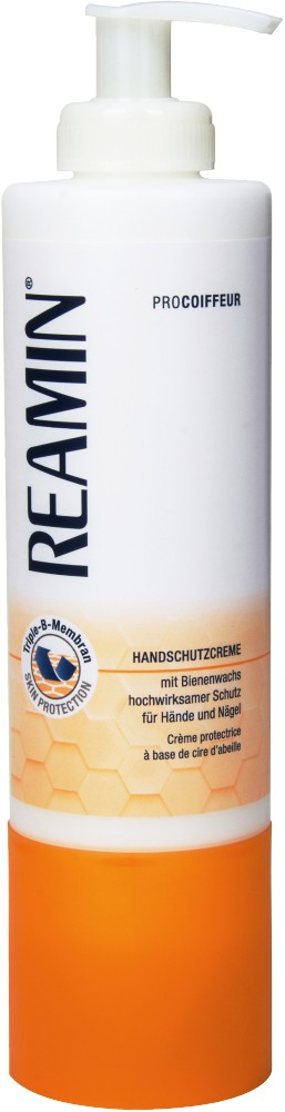 reamin-hautschutzcreme-mit-pumpspender-in-weiss-orange-farbener-flasche–pflegecreme-fuer-haende-und-hautschutz-im-friseursalon