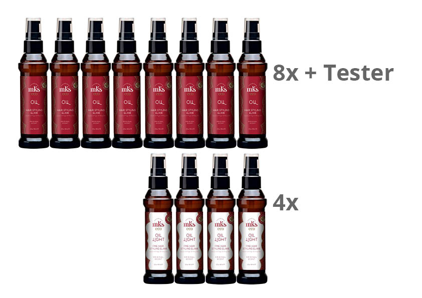 MKS eco Oil & Oil Light: Haaröl Set Original Duft (13 Stück + 24 Sachets)