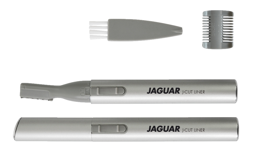 silberner-jaguar-j-cut-liner-mit-aufsatz-kamm-und-reinigungsbuerste–kompakter-akku-minitrimmer-fuer-augenbrauen-nacken-und-feine-details