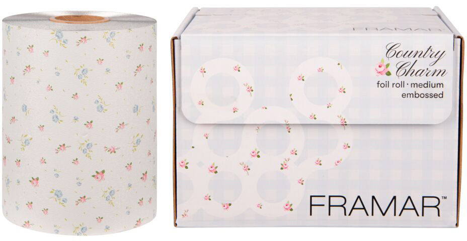 framar-foil-roll-country-charm-friseur-alufolie-97m-mit-blumenmuster-rolle-neben-verpackungsbox-fuer-haarfaerbung-und-straehnen