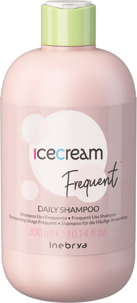 zartrosa-flasche-des-inebrya-ice-cream-frequent-daily-shampoos-mit-gruenem-deckel-und-300-ml-inhalt–shampoo-fuer-die-haeufige-anwendung-und-fuer-alle-haartypen