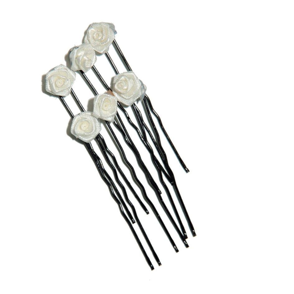 Haarnadel Rosendekor schwarz Blüte weiß Haarnadel Rosendekor schwarz Blüte weiß