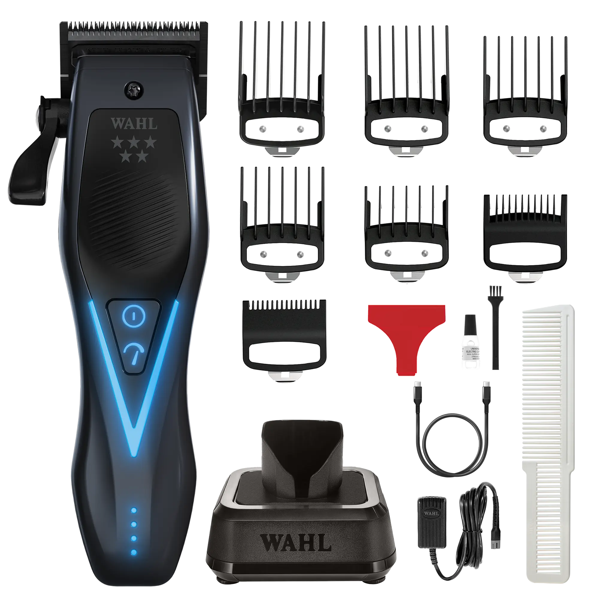 Wahl Vapor Switch Haarschneidemaschine mit Aufsteckkaemmen, Ladestation und Pflegezubehoer