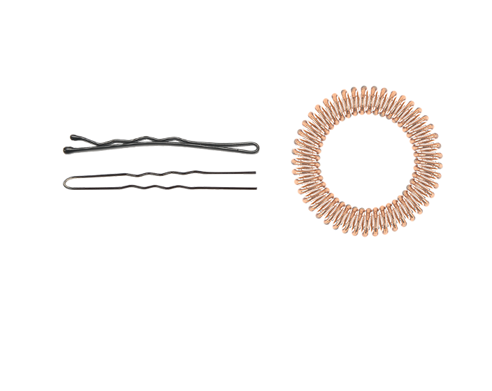 Efalock-Bobby-Pins-braun-edelstahl-Haarnadeln-plus-Invisibobble-Spiralzopfgummi-slim-beige