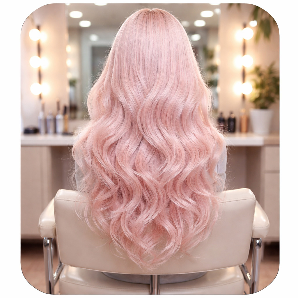 "Pearly Pink" Haarfarbe an einem Modell! (KI)