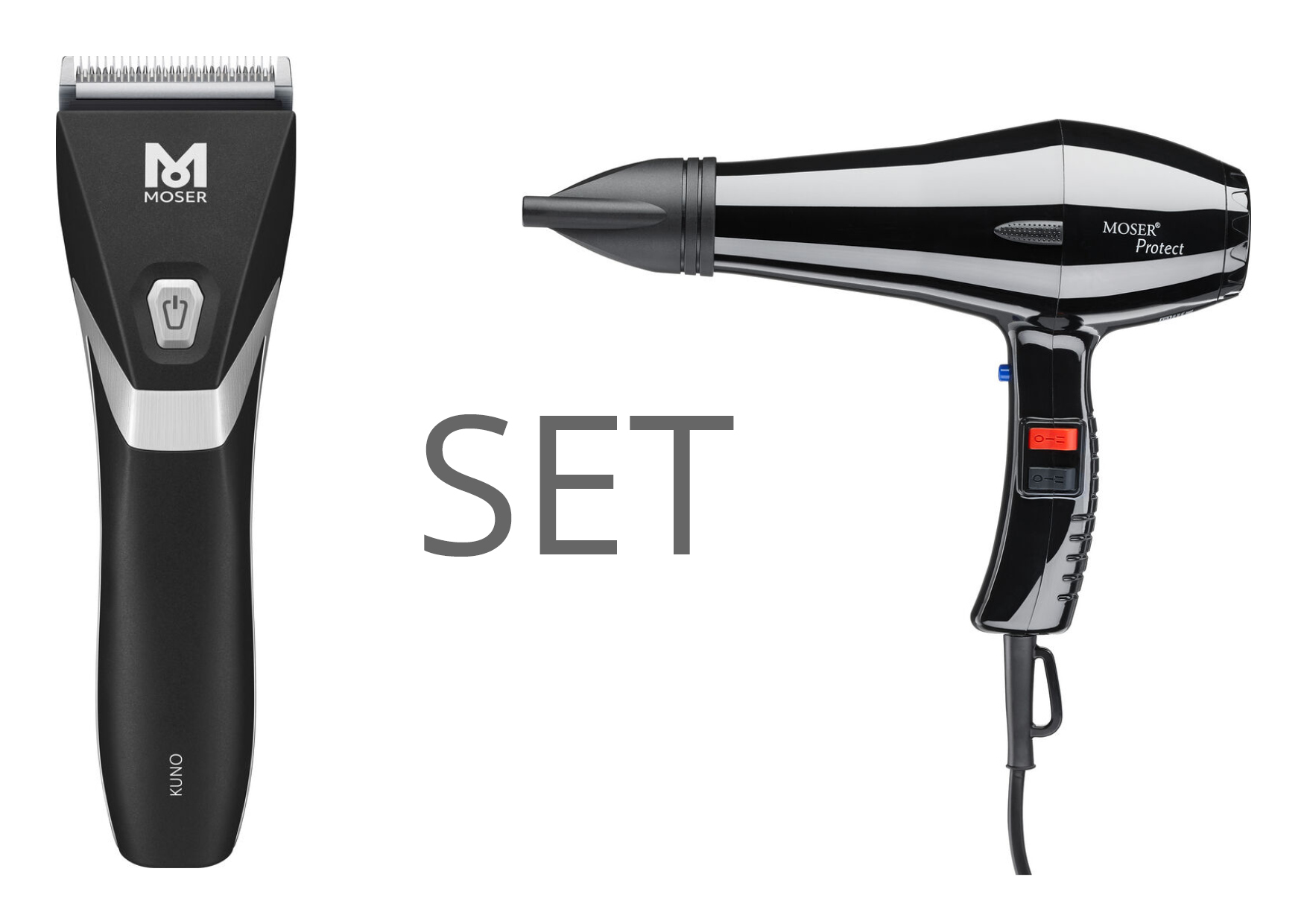 Moser Haarschneidemaschine Kuno + Protect Föhn 