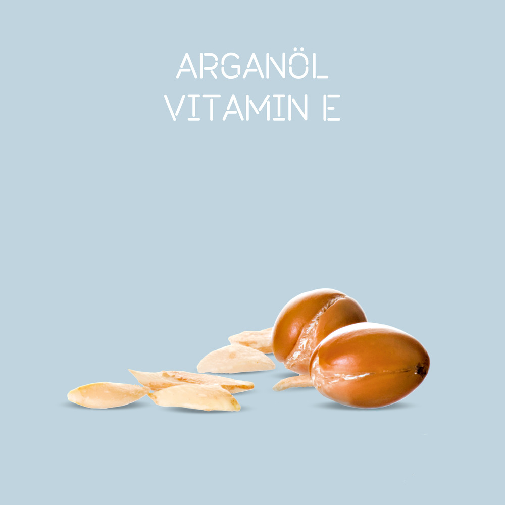zwei-geoeffnete-arganfruechte-und-kerne-vor-hellblauem-hintergrund-mit-arganoel-und-vitamin-e-pflegewirkstoffe-im-detail