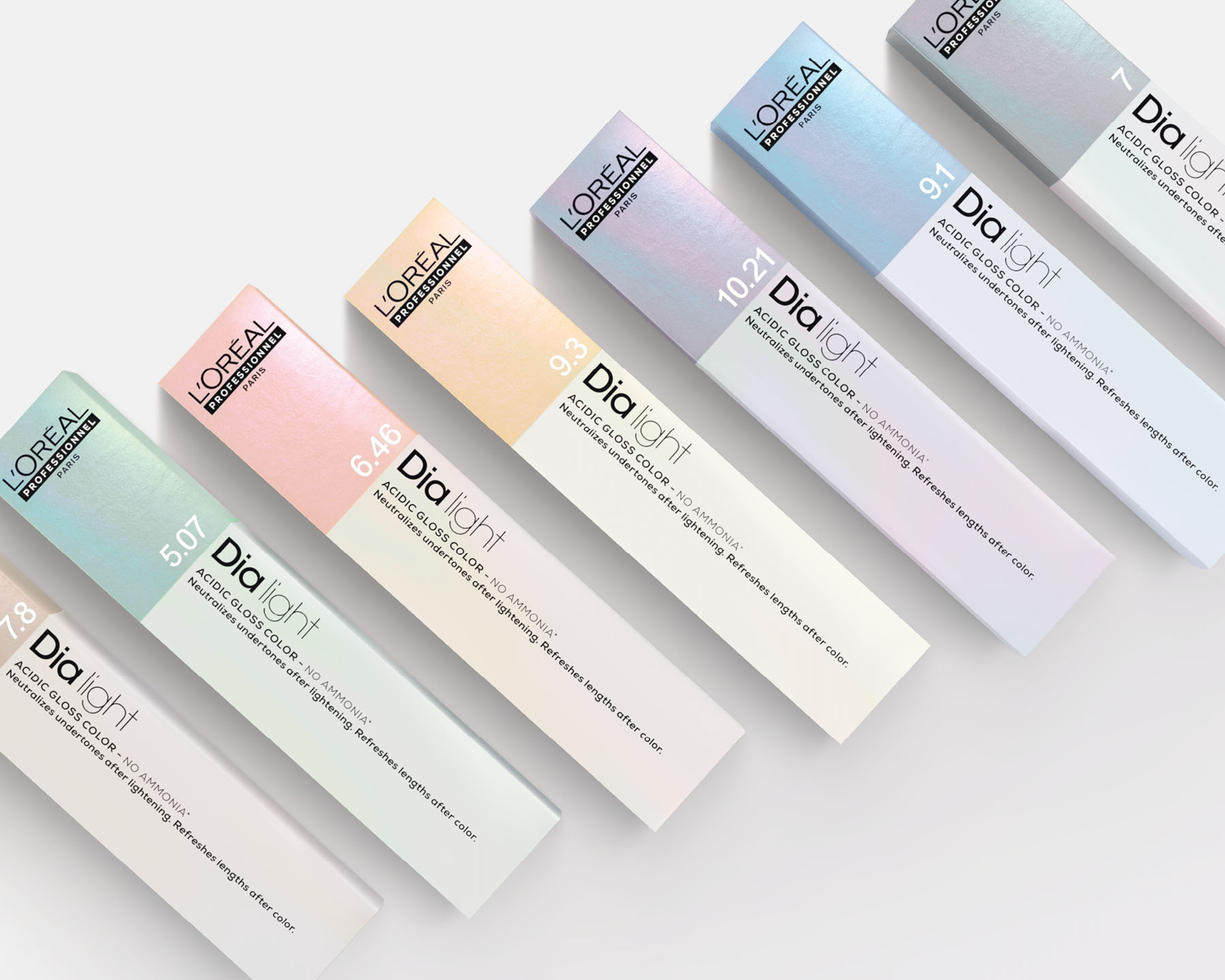 loreal-professionnel-dia-light-haarfarbe-verpackungen-in-verschiedenen-nuancen
