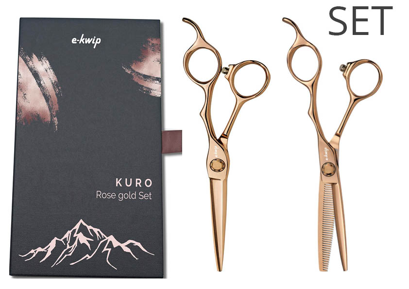 E-Kwip Kuro Scherenset Rose Gold (5.5 + Modellierschere 5.5 mit 40 Zähnen) E-Kwip Kuro Scherenset Rose Gold (5.5 + Modellierschere 5.5 mit 40 Zähnen)