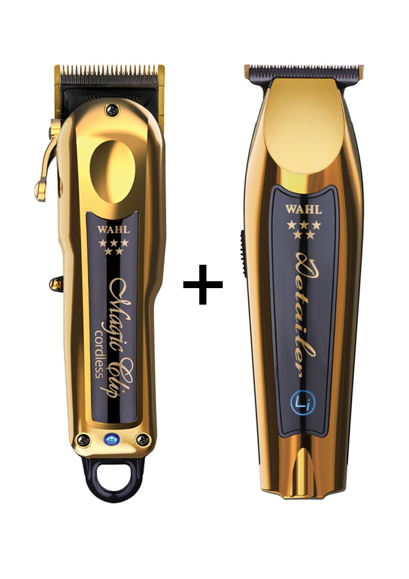 Wahl Haarschneidemaschine GOLD: Magic Clip Cordless + Detailer Trimmer + Handtuch