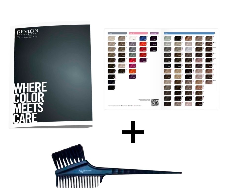 Revlonissimo gedruckte Farbkarte plus Färbepinsel im Set