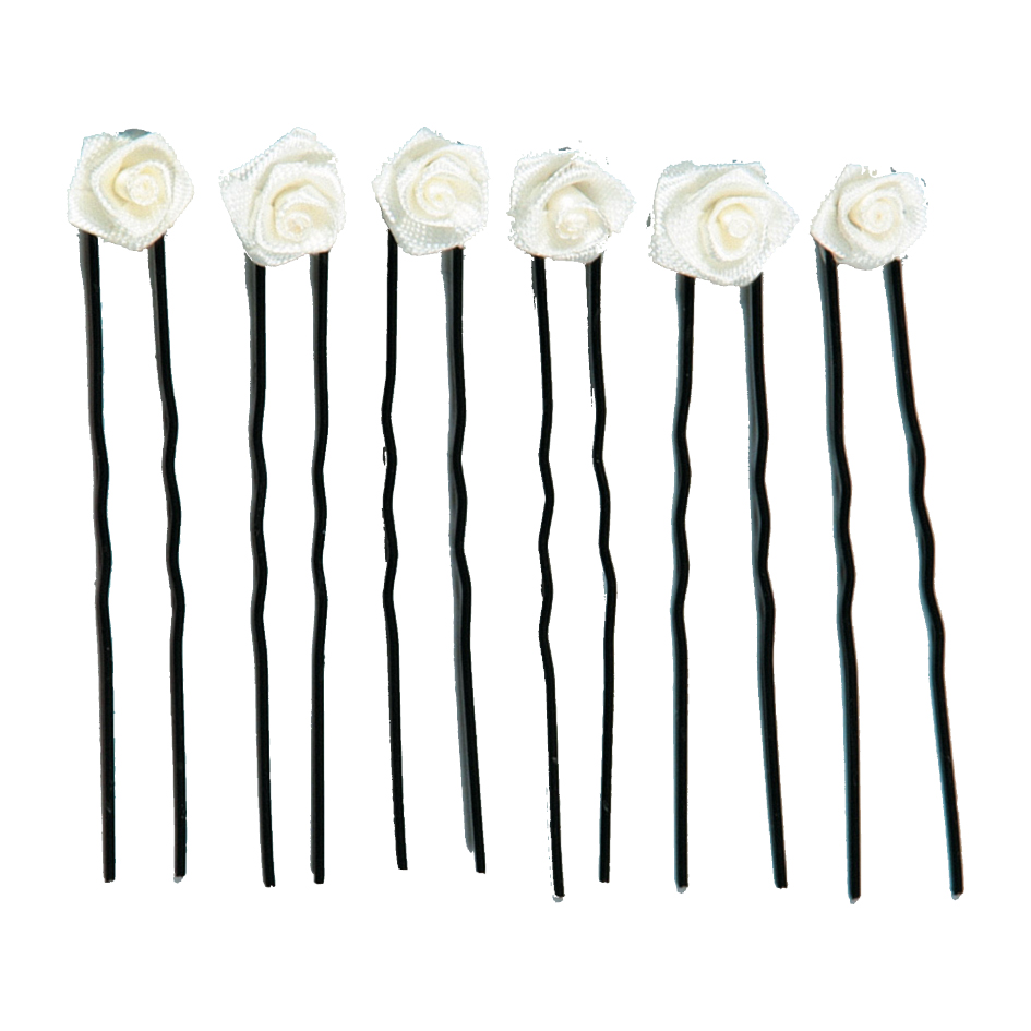Haarnadel Rosendekor schwarz Blüte ecru Haarnadel Rosendekor schwarz Blüte ecru