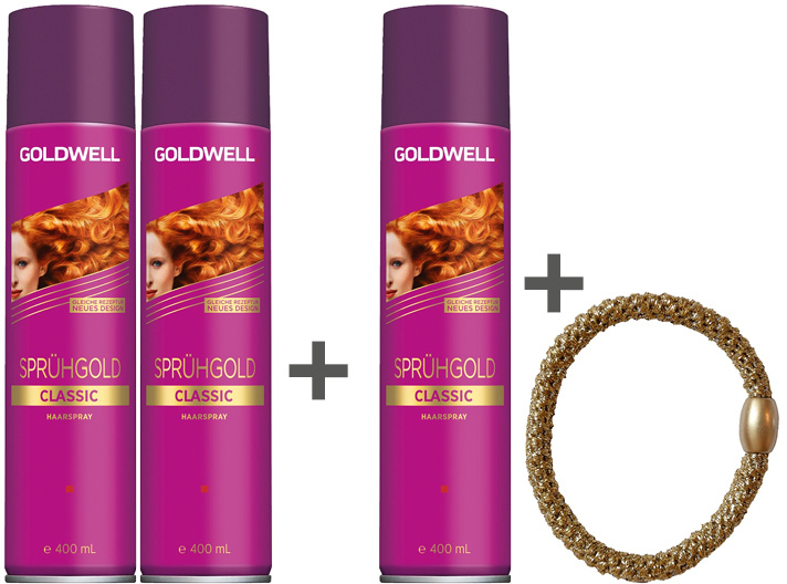Sprühgold Classic 400ml (3 Stück) + Haargummi