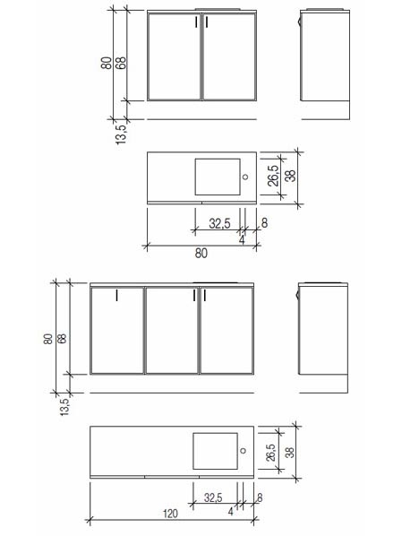 Unterschrank 80 cm mit Edelstahlbecken