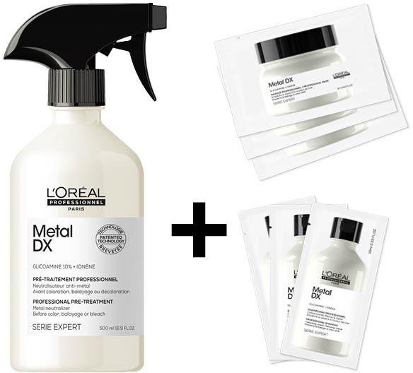 Loreal Serie Expert Metal DX Set: Pre Treatment 500 ml + 6 Sachets  Loreal Serie Expert Metal DX Set: Pre Treatment 500 ml + 6 Sachets