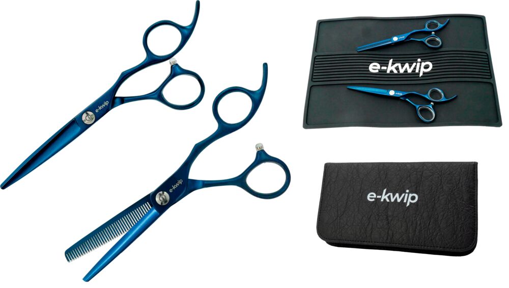e-Kwip Talent Scheren-Set mit Tasche und Silikonpad in blau