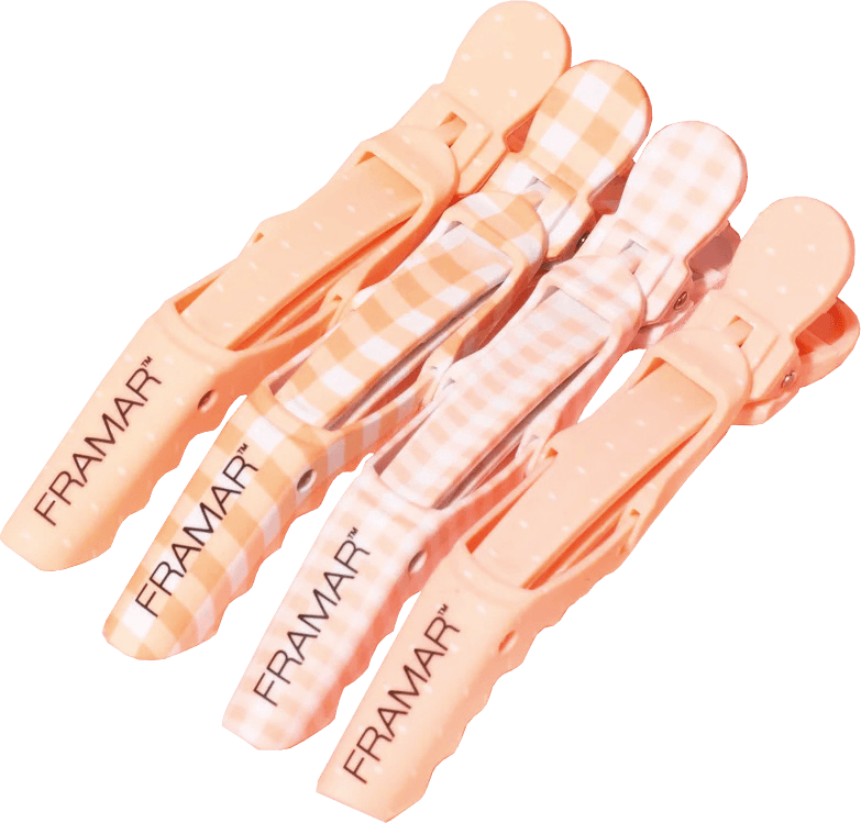 vier-framar-peach-please-gator-grips-abteilklammern-in-pfirsichfarben-und-karomuster
