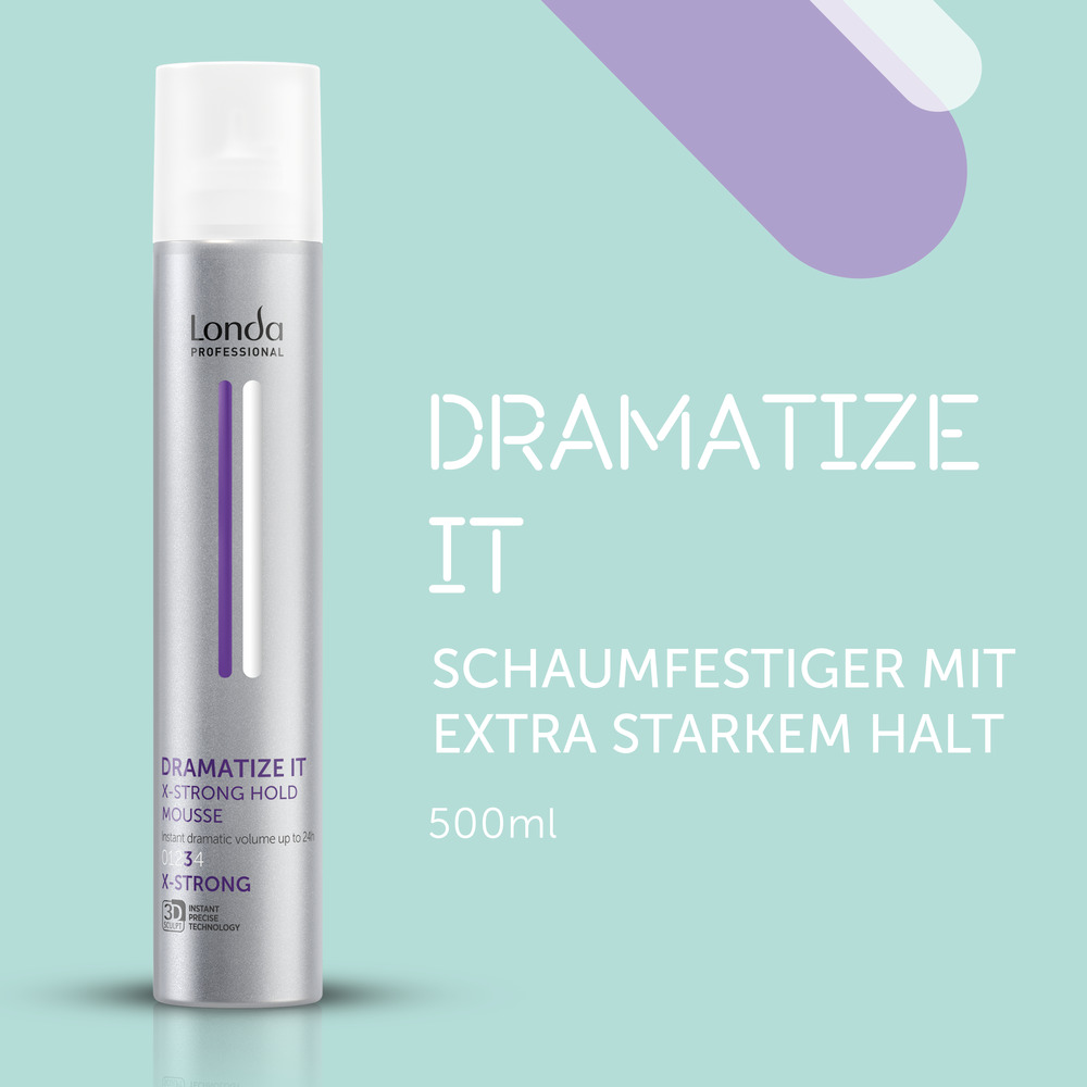 londa-dramatize-it-x-strong-hold-mousse-500ml-schaumfestiger-fuer-extra-starken-halt-in-metallischer-spruehflasche-auf-mintfarbenem-hintergrund