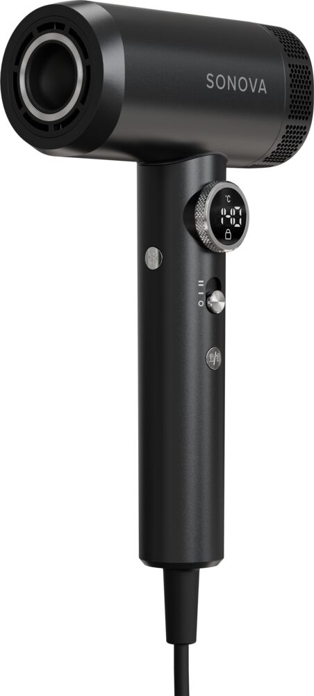efalock-foehn-sonova-hyperlux-haartrockner-schwarz-mit-digitale-display-anzeige-schrege-ansicht