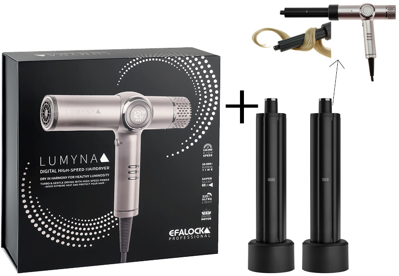 Efalock LUMYNA High Speed Föhn plus Aircurl Lockenaufsätze 2 Stück