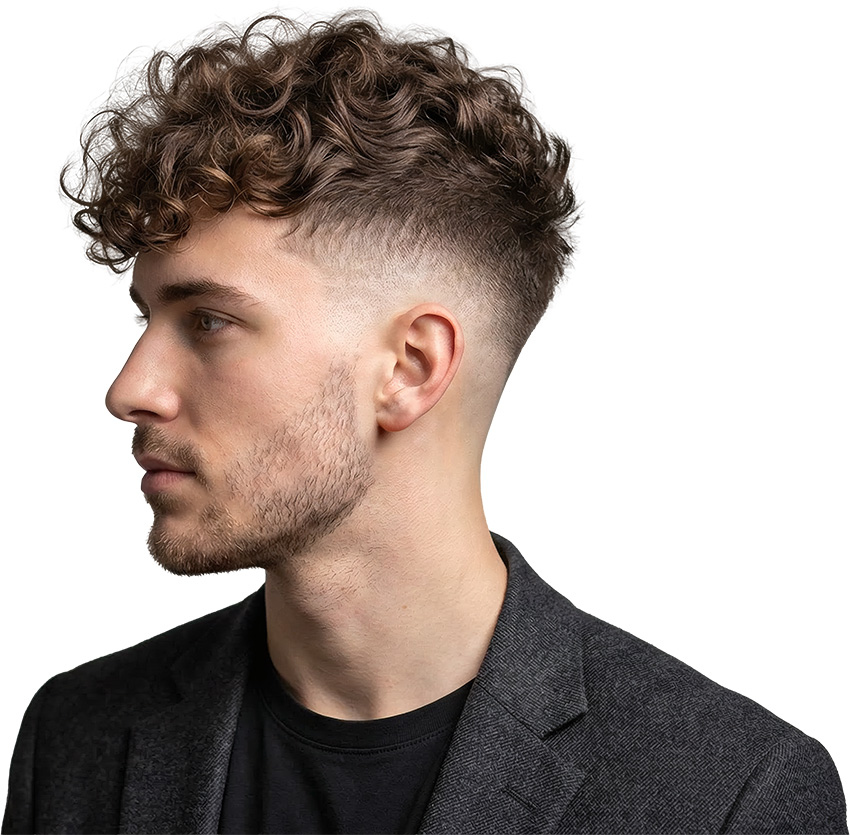 Model nach der Anwendung mit Dusy Men Wave